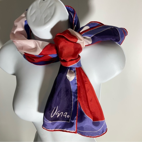 Vena Rectangular Red, Purple, White & Black Geometric Color Block Scarf - Picture 6 of 16